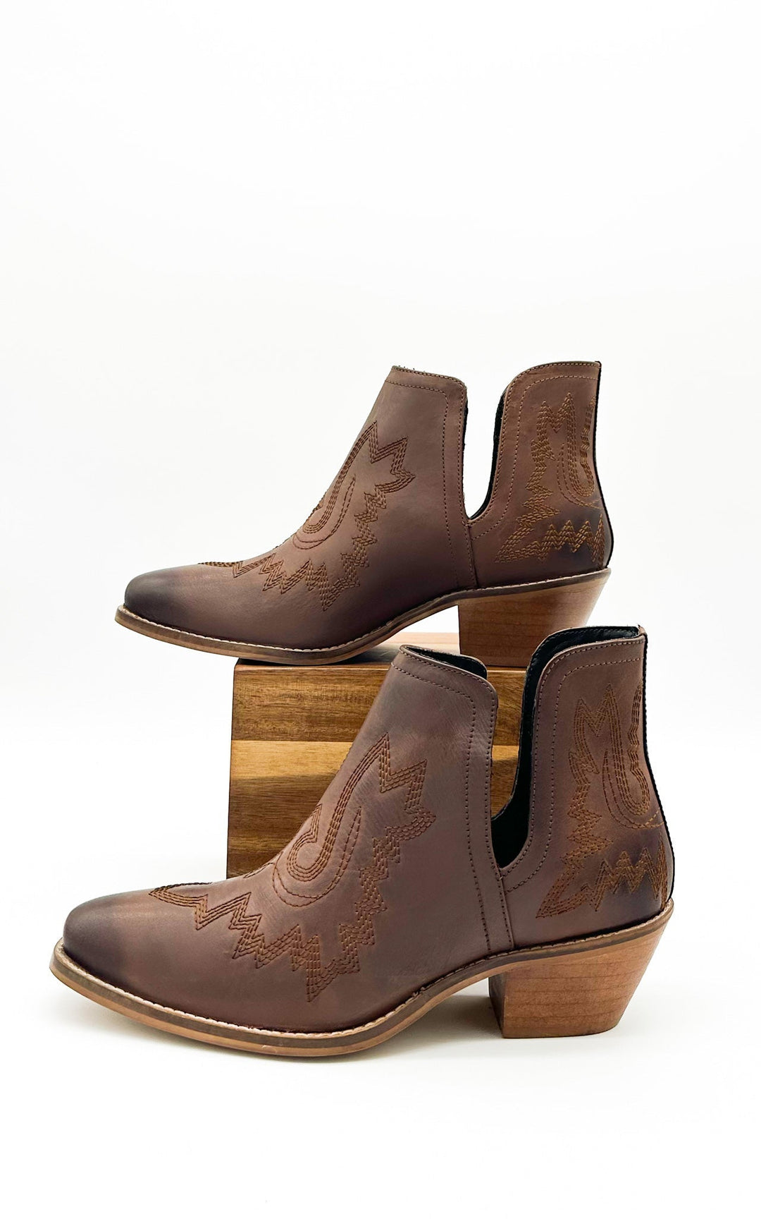 Kickin' Booties in Brown-Shoes-Inspired by Justeen-Women's Clothing Boutique