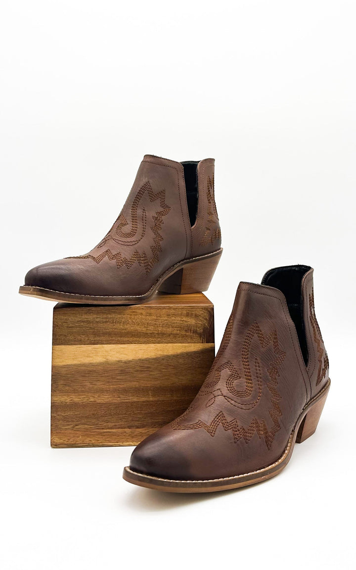 Kickin' Booties in Brown-Shoes-Inspired by Justeen-Women's Clothing Boutique