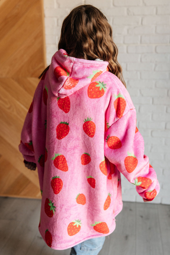 Kids Oversized Hoodie Blanket in Strawberry-Sweaters/Sweatshirts-Inspired by Justeen-Women's Clothing Boutique