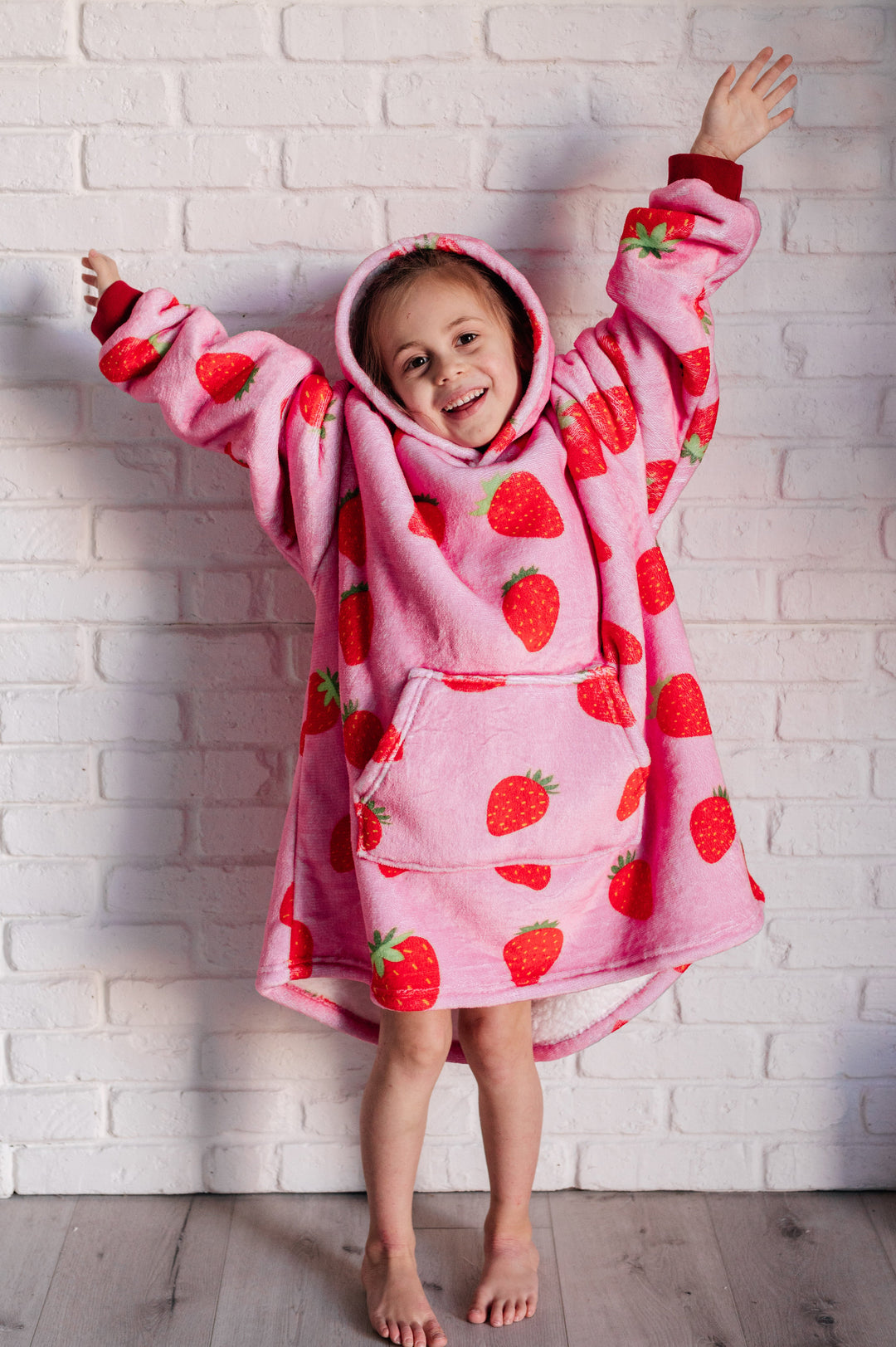 Kids Oversized Hoodie Blanket in Strawberry-Sweaters/Sweatshirts-Inspired by Justeen-Women's Clothing Boutique