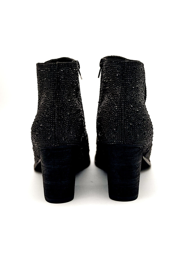 Shine Star Rhinestone Bootie in Black-Shoes-Inspired by Justeen-Women's Clothing Boutique