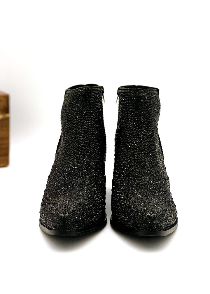 Shine Star Rhinestone Bootie in Black-Shoes-Inspired by Justeen-Women's Clothing Boutique