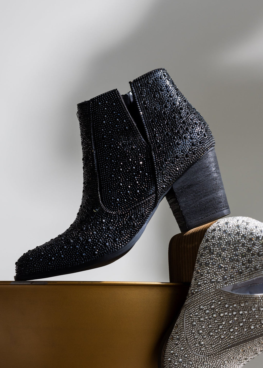 Shine Star Rhinestone Bootie in Black-Shoes-Inspired by Justeen-Women's Clothing Boutique