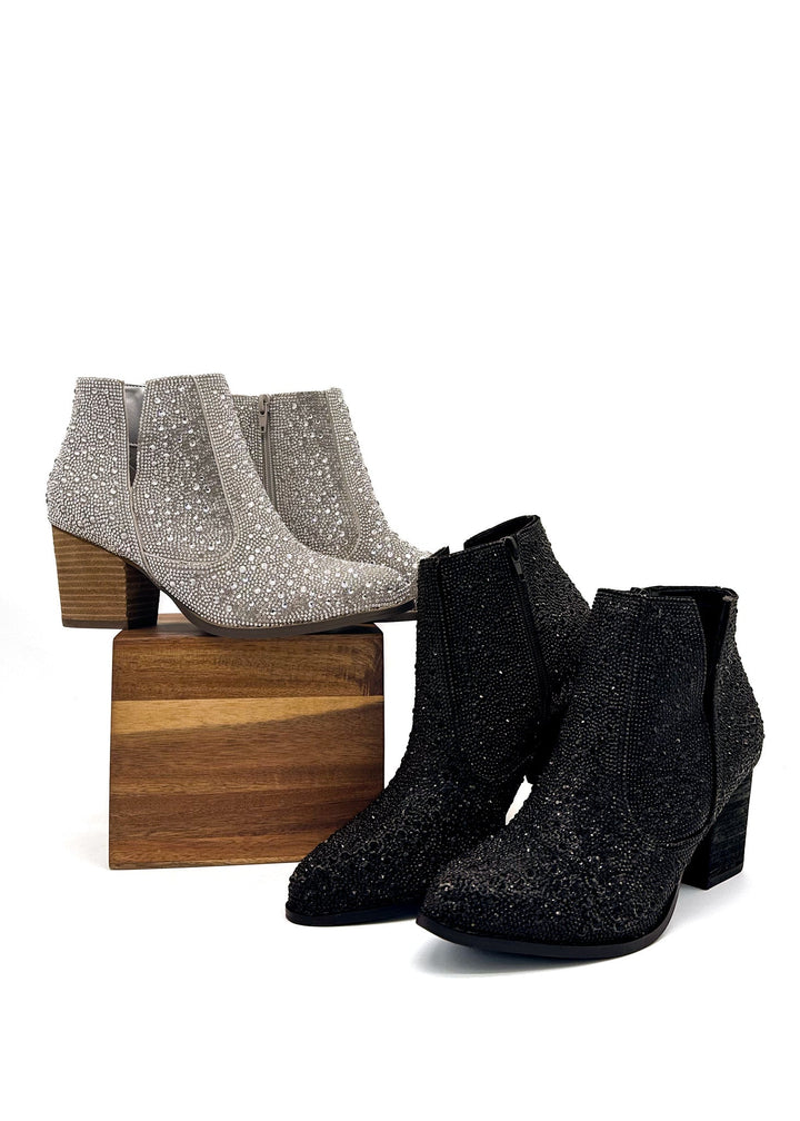 Shine Star Rhinestone Bootie in Black-Shoes-Inspired by Justeen-Women's Clothing Boutique