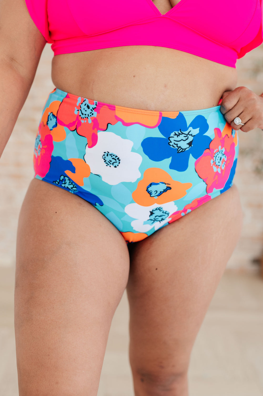 Panama Floral Print High Waisted Swim Bottoms-Swimwear-Inspired by Justeen-Women's Clothing Boutique