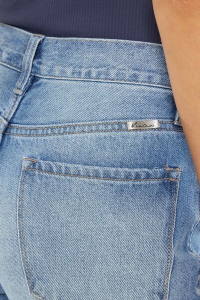Kancan High Waist Chewed Up Straight Mom Jeans-Denim-Inspired by Justeen-Women's Clothing Boutique