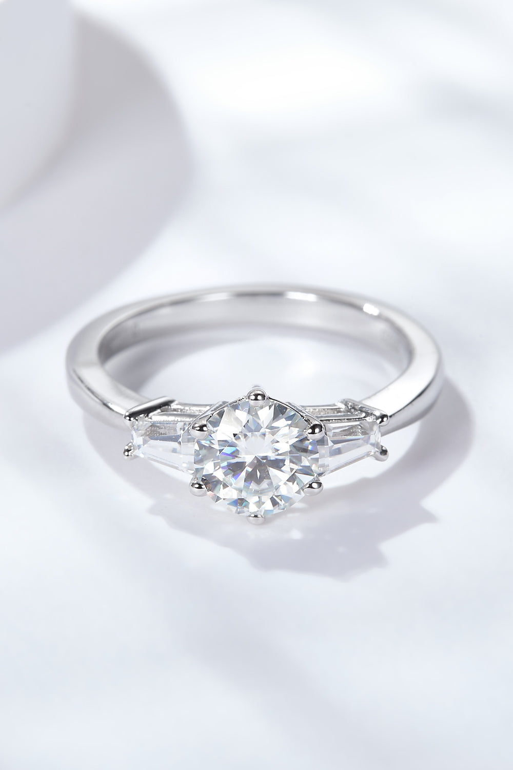 Loyal Love 1 Carat Moissanite Platinum-Plated Ring-Rings-Inspired by Justeen-Women's Clothing Boutique in Chicago, Illinois