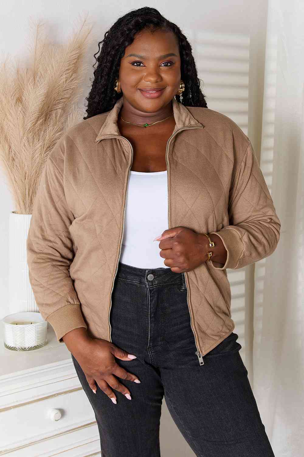 Heimish Full Size Zip-Up Jacket with Pockets-Outerwear-Inspired by Justeen-Women's Clothing Boutique