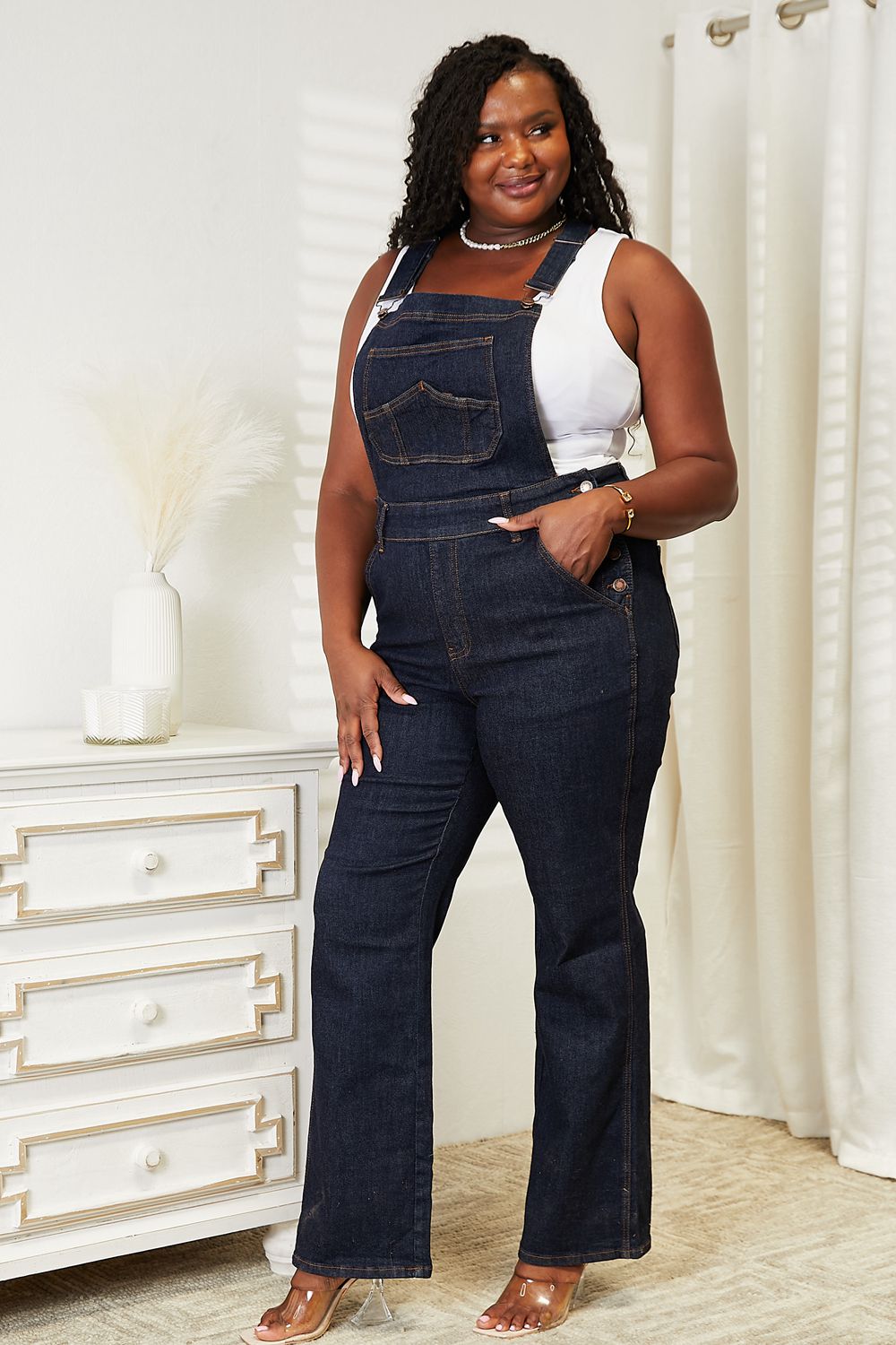 Judy Blue Full Size High Waist Classic Denim Overalls-Denim-Inspired by Justeen-Women's Clothing Boutique in Chicago, Illinois