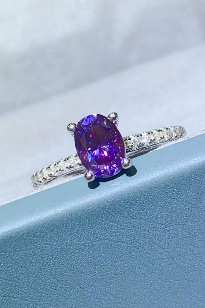 1 Carat Purple Moissanite 4-Prong Ring-Rings-Inspired by Justeen-Women's Clothing Boutique in Chicago, Illinois