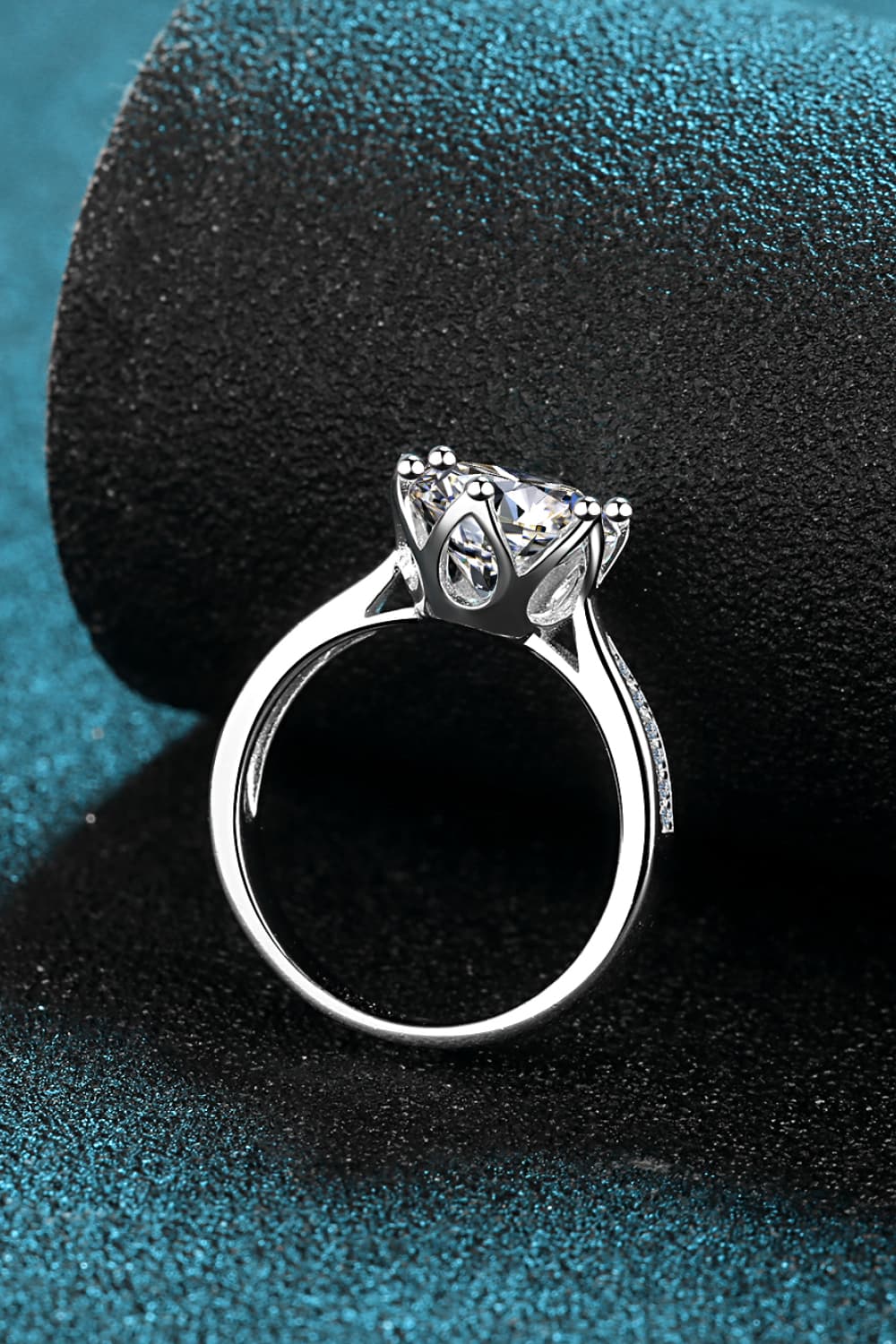 3 Carat Moissanite Rhodium-Plated Side Stone Ring-Rings-Inspired by Justeen-Women's Clothing Boutique in Chicago, Illinois