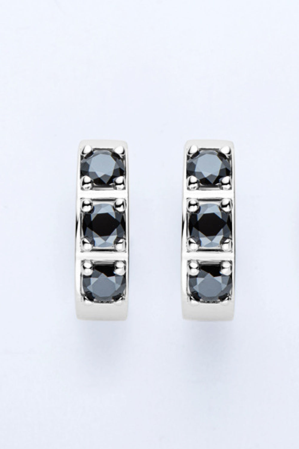 Inlaid Moissanite Huggie Earrings-Earrings-Inspired by Justeen-Women's Clothing Boutique in Chicago, Illinois