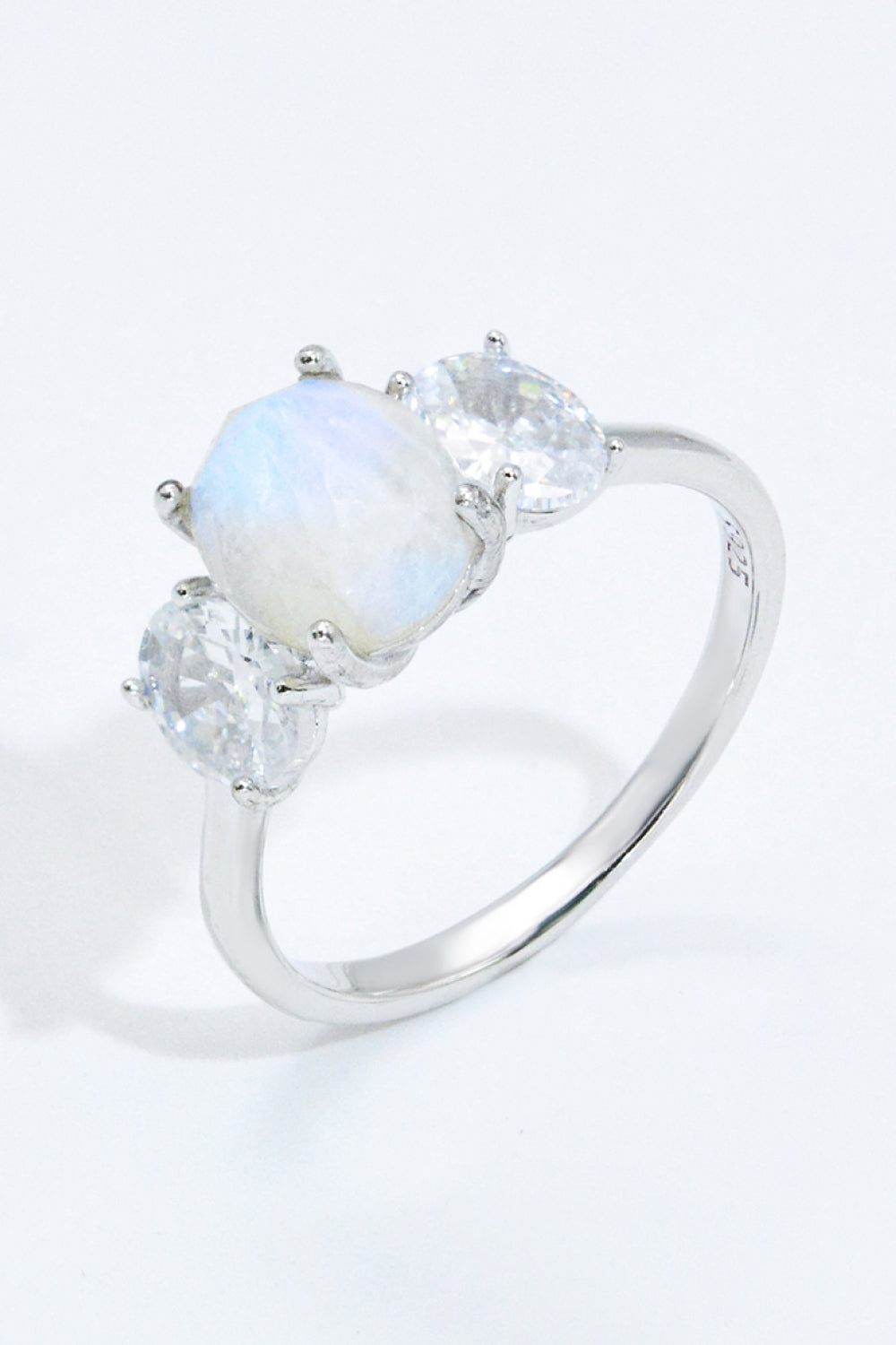 Natural Moonstone and Zircon Ring-Rings-Inspired by Justeen-Women's Clothing Boutique in Chicago, Illinois