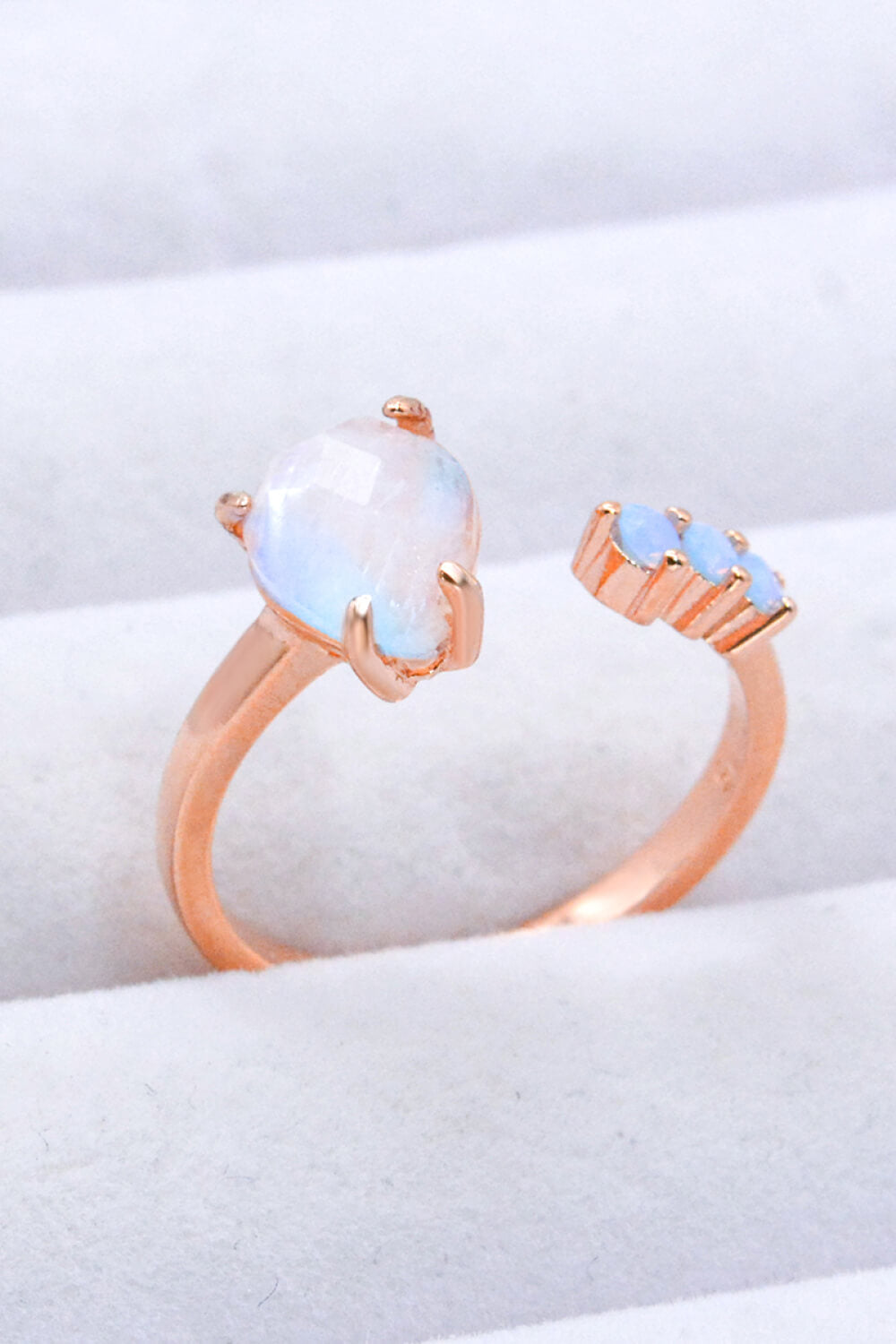 18K Rose Gold-Plated Moonstone Open Ring-Rings-Inspired by Justeen-Women's Clothing Boutique in Chicago, Illinois