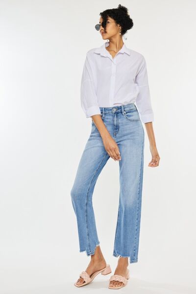 Kancan High Waist Raw Hem Straight Jeans-Denim-Inspired by Justeen-Women's Clothing Boutique in Chicago, Illinois