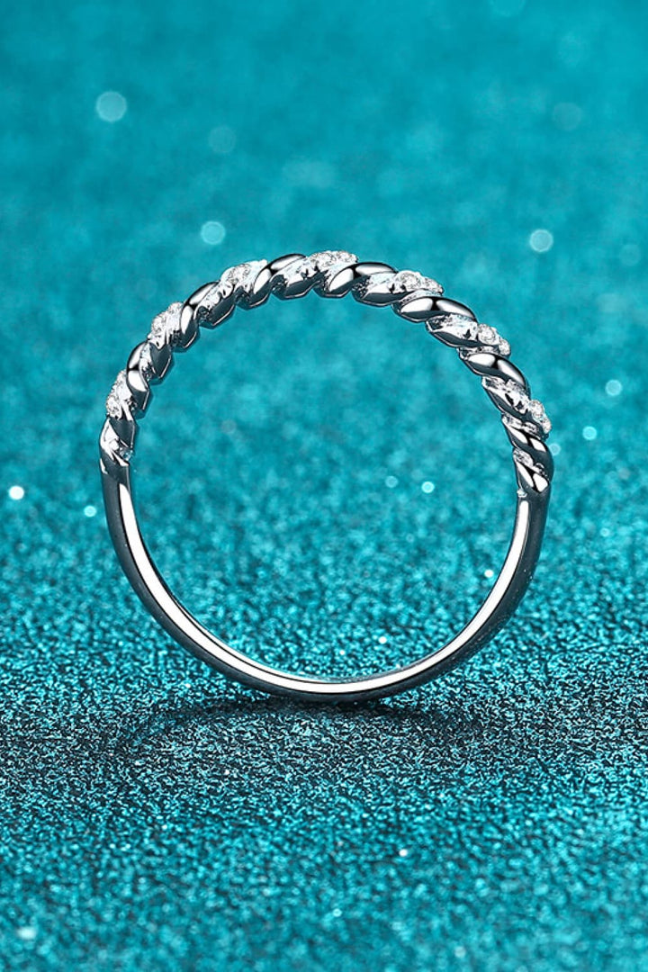 Moissanite Rhodium-Plated Half-Eternity Ring-Rings-Inspired by Justeen-Women's Clothing Boutique in Chicago, Illinois