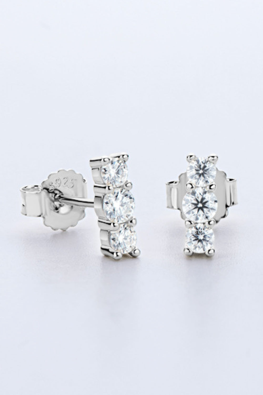 Heartbeat Rhythm 925 Sterling Silver Moissanite Stud Earrings-Earrings-Inspired by Justeen-Women's Clothing Boutique in Chicago, Illinois
