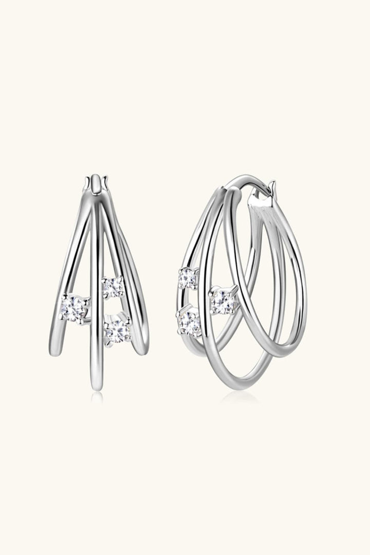 Moissanite 925 Sterling Silver Layered Earrings-Earrings-Inspired by Justeen-Women's Clothing Boutique in Chicago, Illinois
