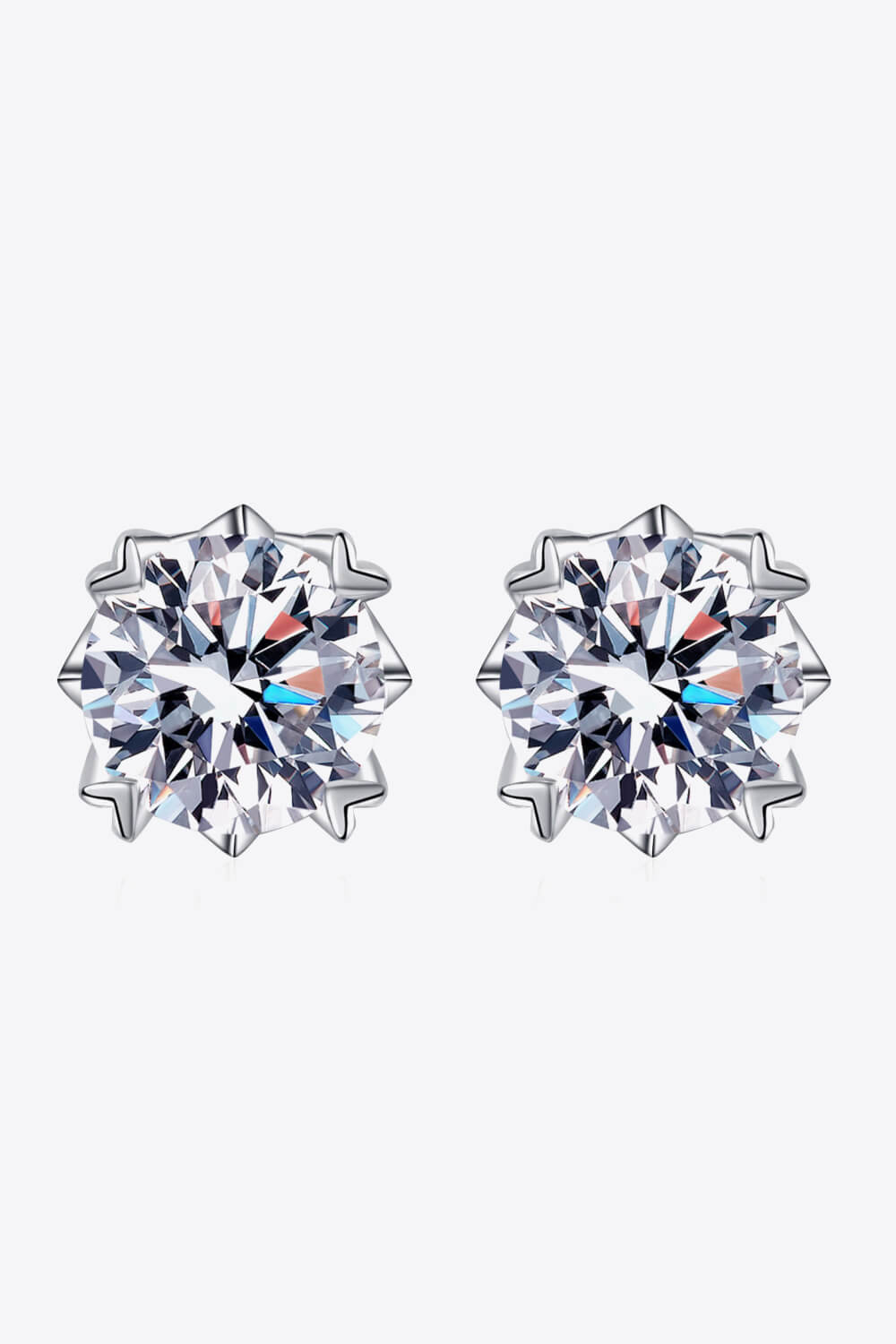 925 Sterling Silver 4 Carat Moissanite Stud Earrings-Earrings-Inspired by Justeen-Women's Clothing Boutique in Chicago, Illinois