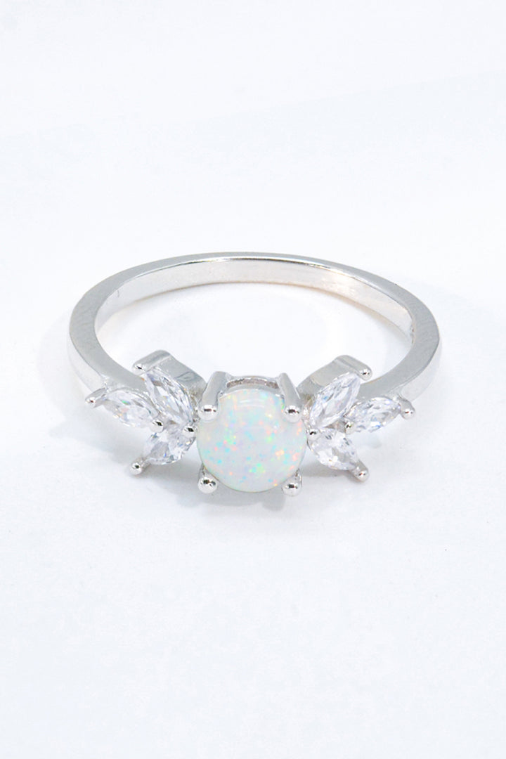 925 Sterling Silver Opal and Zircon Ring-Rings-Inspired by Justeen-Women's Clothing Boutique in Chicago, Illinois