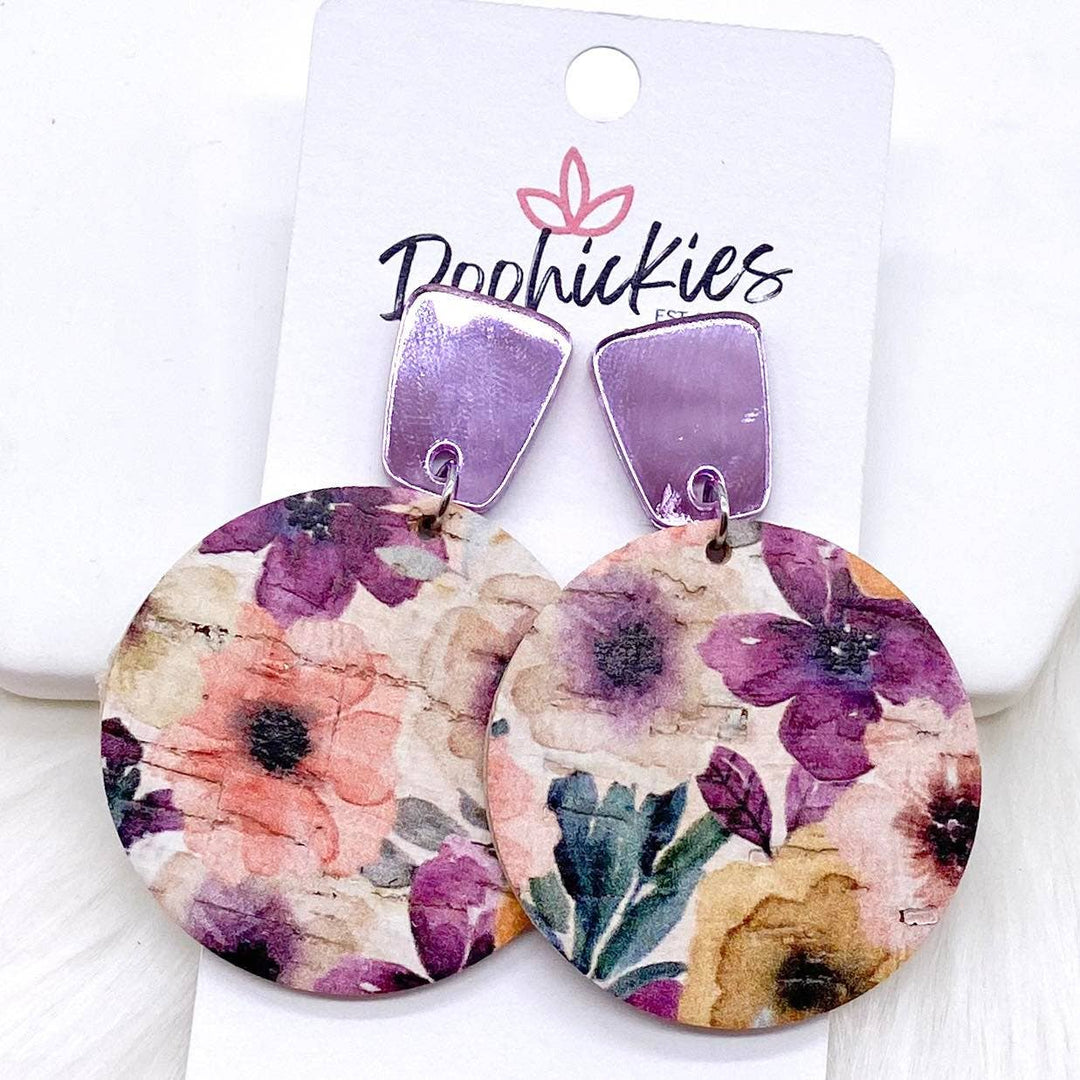 Purple Floral Piggyback Dangle Earrings-Earrings-Inspired by Justeen-Women's Clothing Boutique in Chicago, Illinois