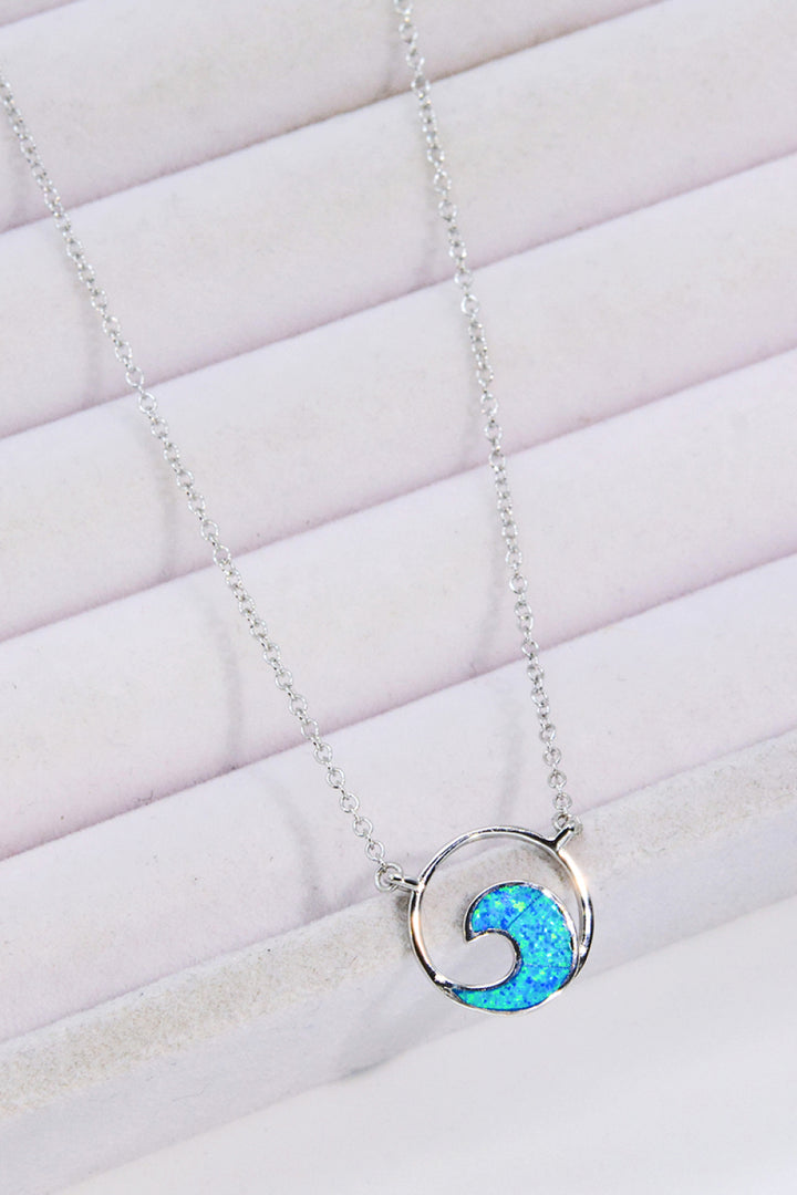 Opal Wave Pendant Necklace-Necklaces-Inspired by Justeen-Women's Clothing Boutique in Chicago, Illinois
