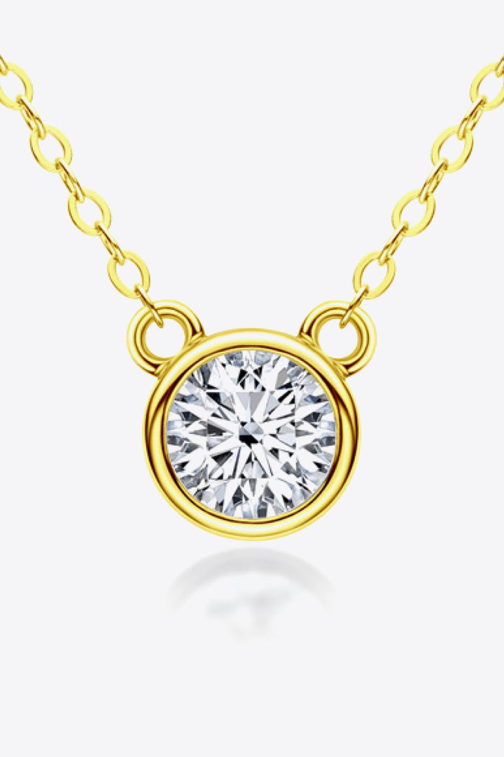 925 Sterling Silver 1 Carat Moissanite Round Pendant Necklace-Necklaces-Inspired by Justeen-Women's Clothing Boutique in Chicago, Illinois