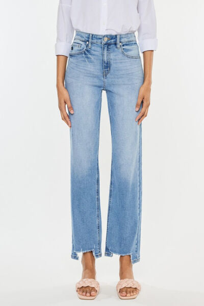 Kancan High Waist Raw Hem Straight Jeans-Denim-Inspired by Justeen-Women's Clothing Boutique in Chicago, Illinois