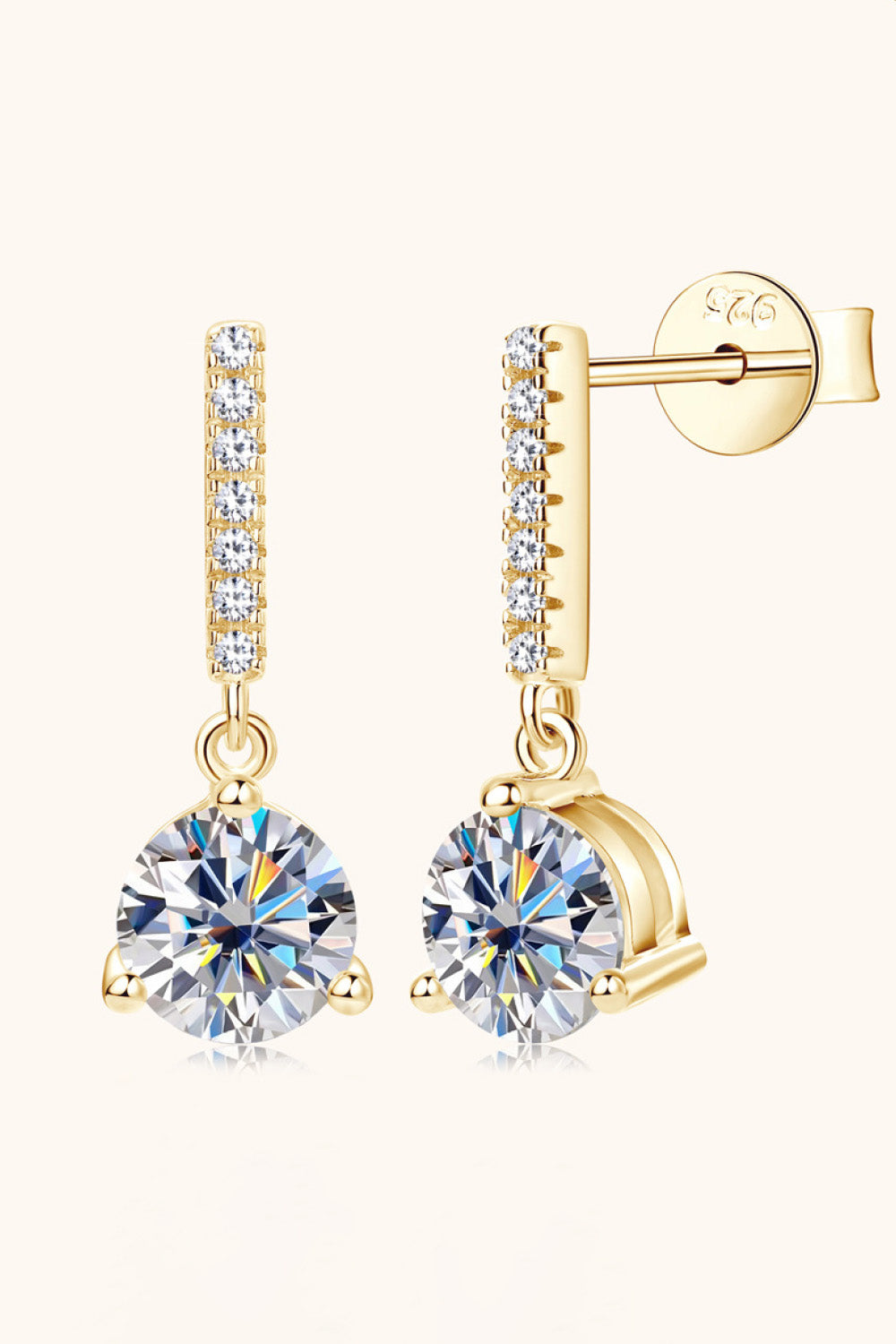 2 Carat Moissanite 925 Sterling Silver Drop Earrings-Earrings-Inspired by Justeen-Women's Clothing Boutique in Chicago, Illinois