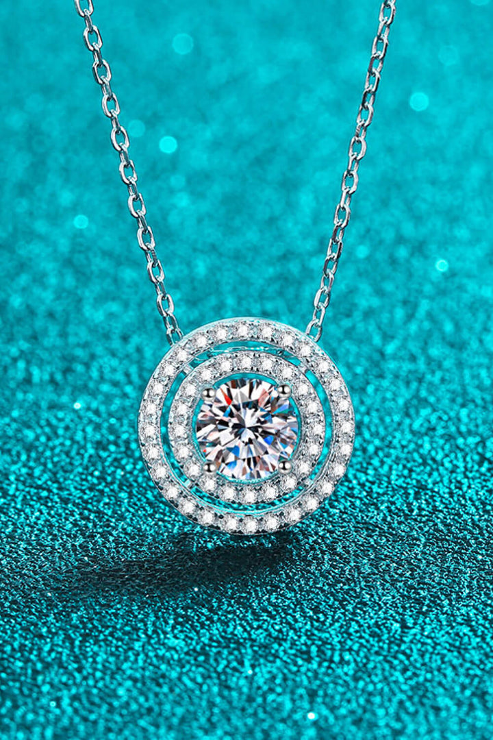 Moissanite Round Pendant Rhodium-Plated Necklace-Necklaces-Inspired by Justeen-Women's Clothing Boutique in Chicago, Illinois