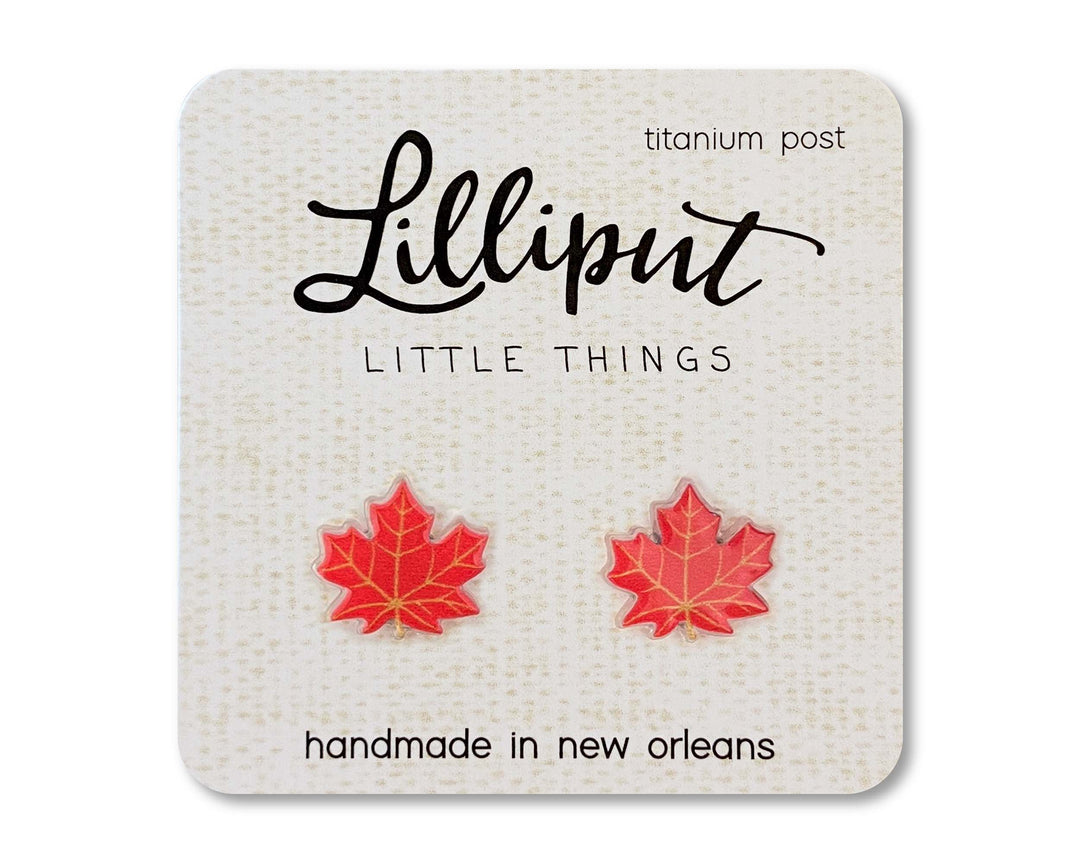 Maple Leaf Stud Earrings-Earrings-Inspired by Justeen-Women's Clothing Boutique in Chicago, Illinois