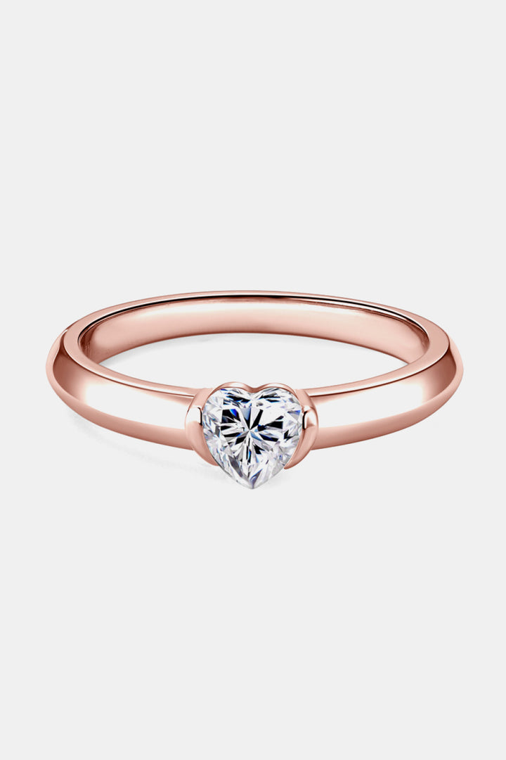 Moissanite 925 Sterling Silver Heart Solitaire Ring-Rings-Inspired by Justeen-Women's Clothing Boutique in Chicago, Illinois