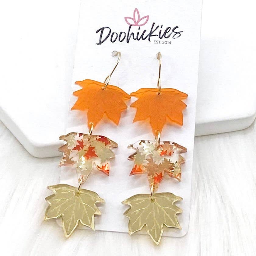 Colors of Fall Leaf Acrylic Earrings-Earrings-Inspired by Justeen-Women's Clothing Boutique in Chicago, Illinois