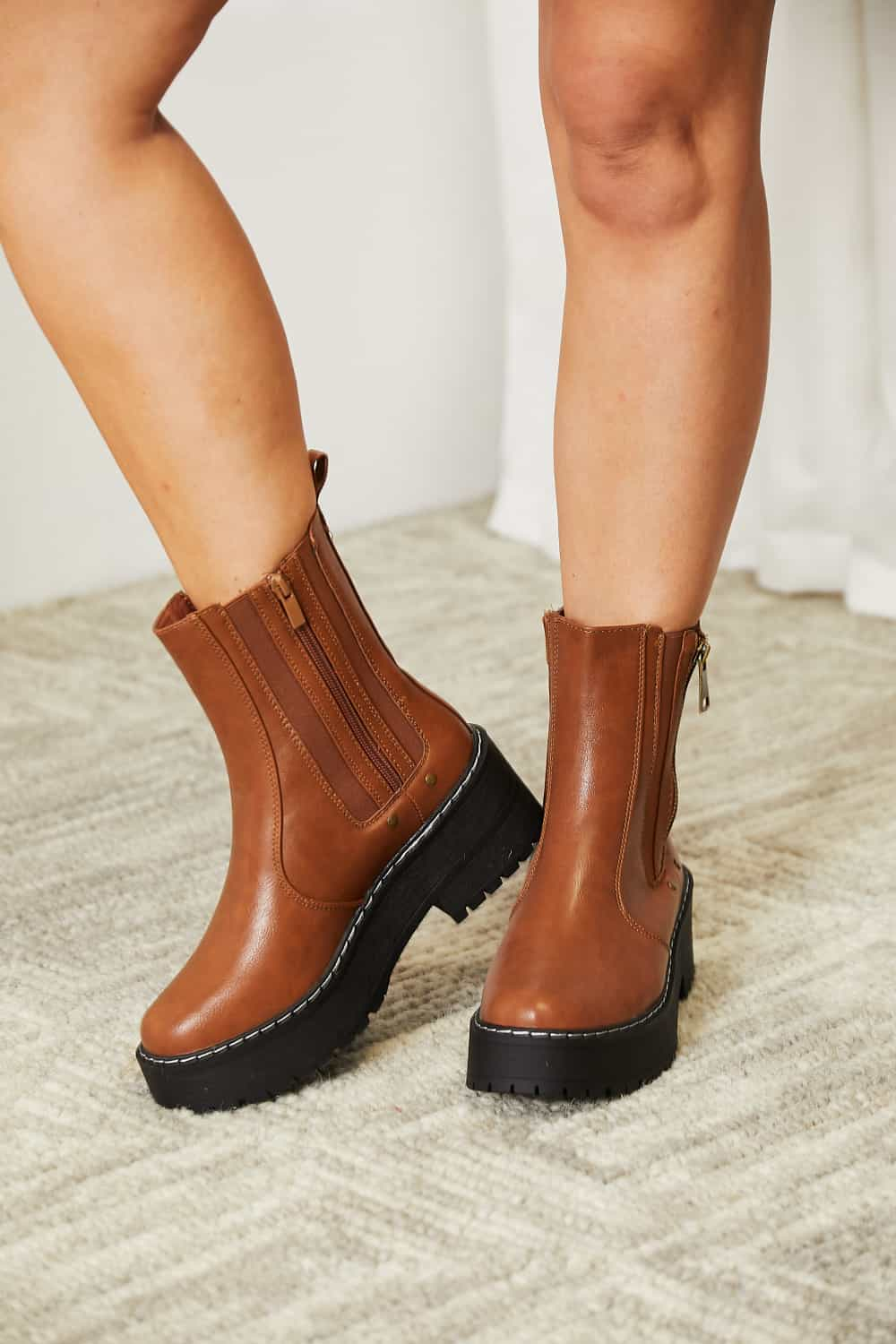 Forever Link Side Zip Platform Boots-Shoes-Inspired by Justeen-Women's Clothing Boutique in Chicago, Illinois