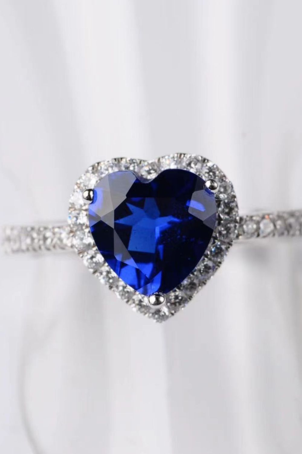 2 Carat Moissanite Heart-Shaped Side Stone Ring-Rings-Inspired by Justeen-Women's Clothing Boutique in Chicago, Illinois