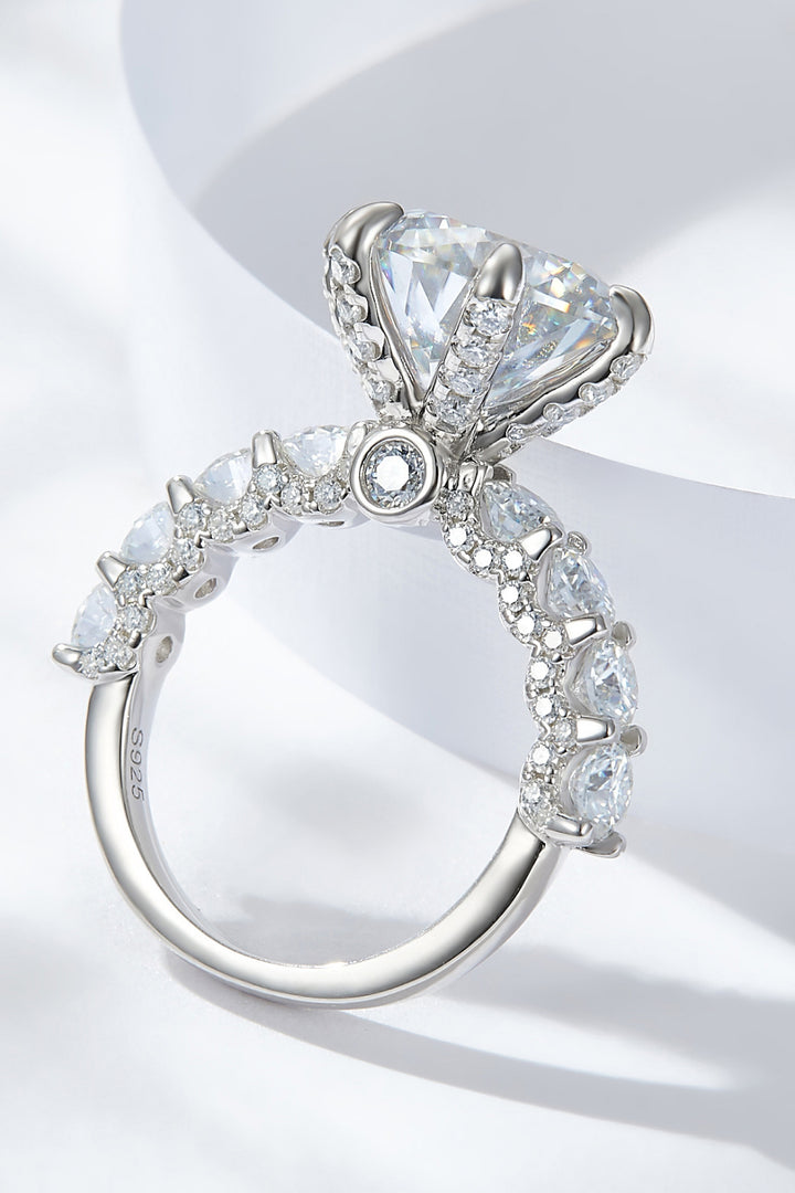3-Carat Moissanite Platinum-Plated Side Stone Ring-Rings-Inspired by Justeen-Women's Clothing Boutique in Chicago, Illinois
