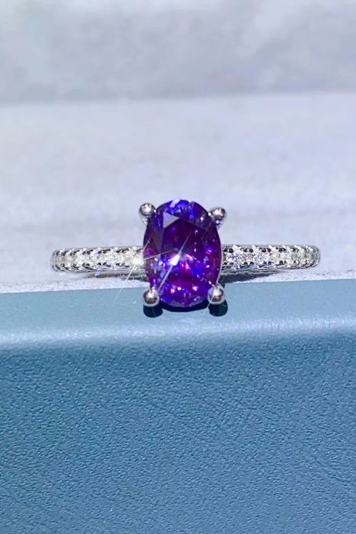 1 Carat Purple Moissanite 4-Prong Ring-Rings-Inspired by Justeen-Women's Clothing Boutique in Chicago, Illinois