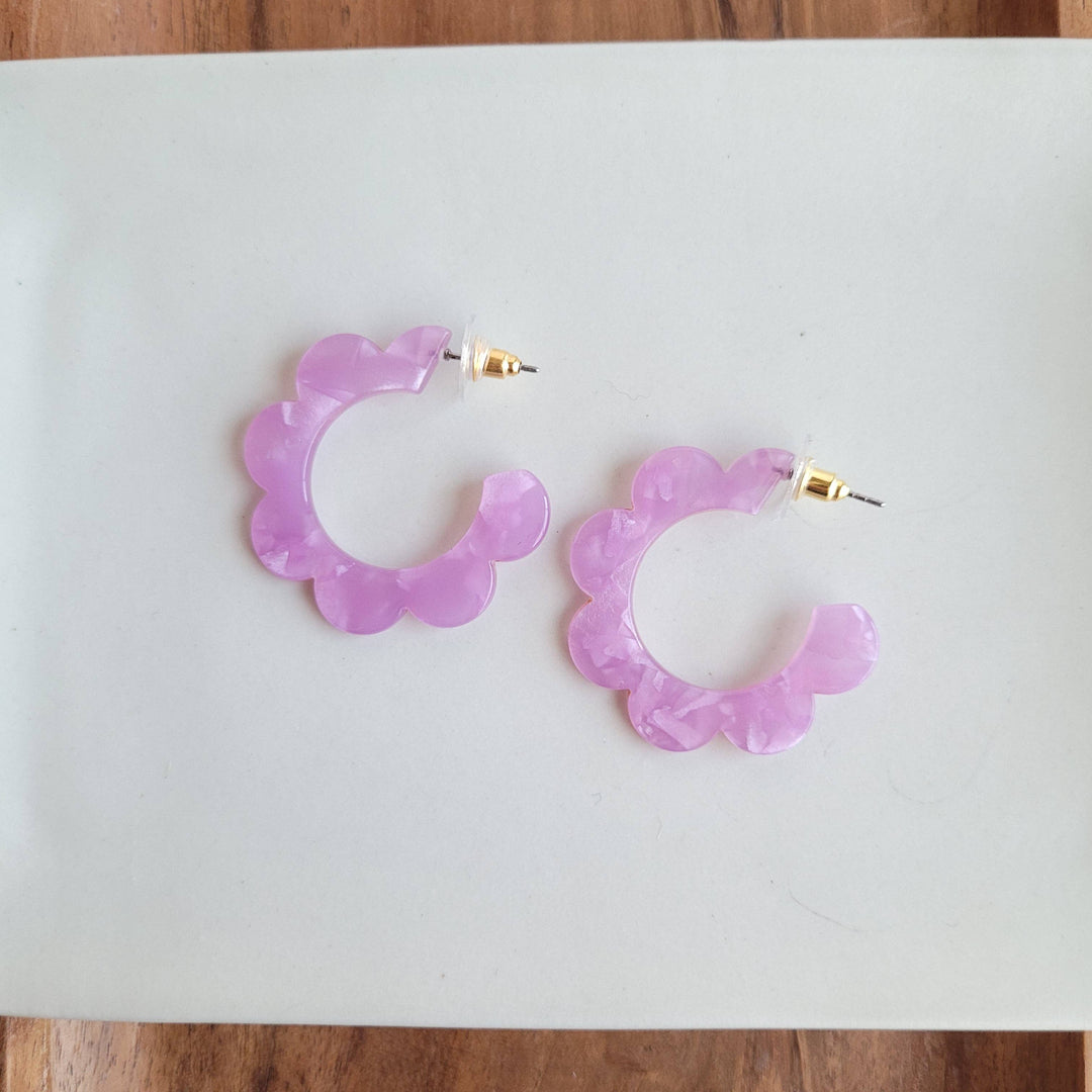 Flora Hoops, Purple-Earrings-Inspired by Justeen-Women's Clothing Boutique in Chicago, Illinois