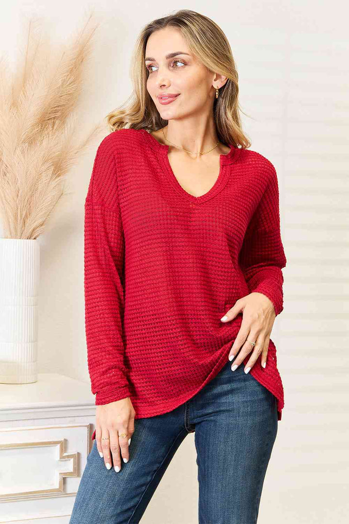 Culture Code Full Size Wide Notch Relax Top-Long Sleeve Tops-Inspired by Justeen-Women's Clothing Boutique