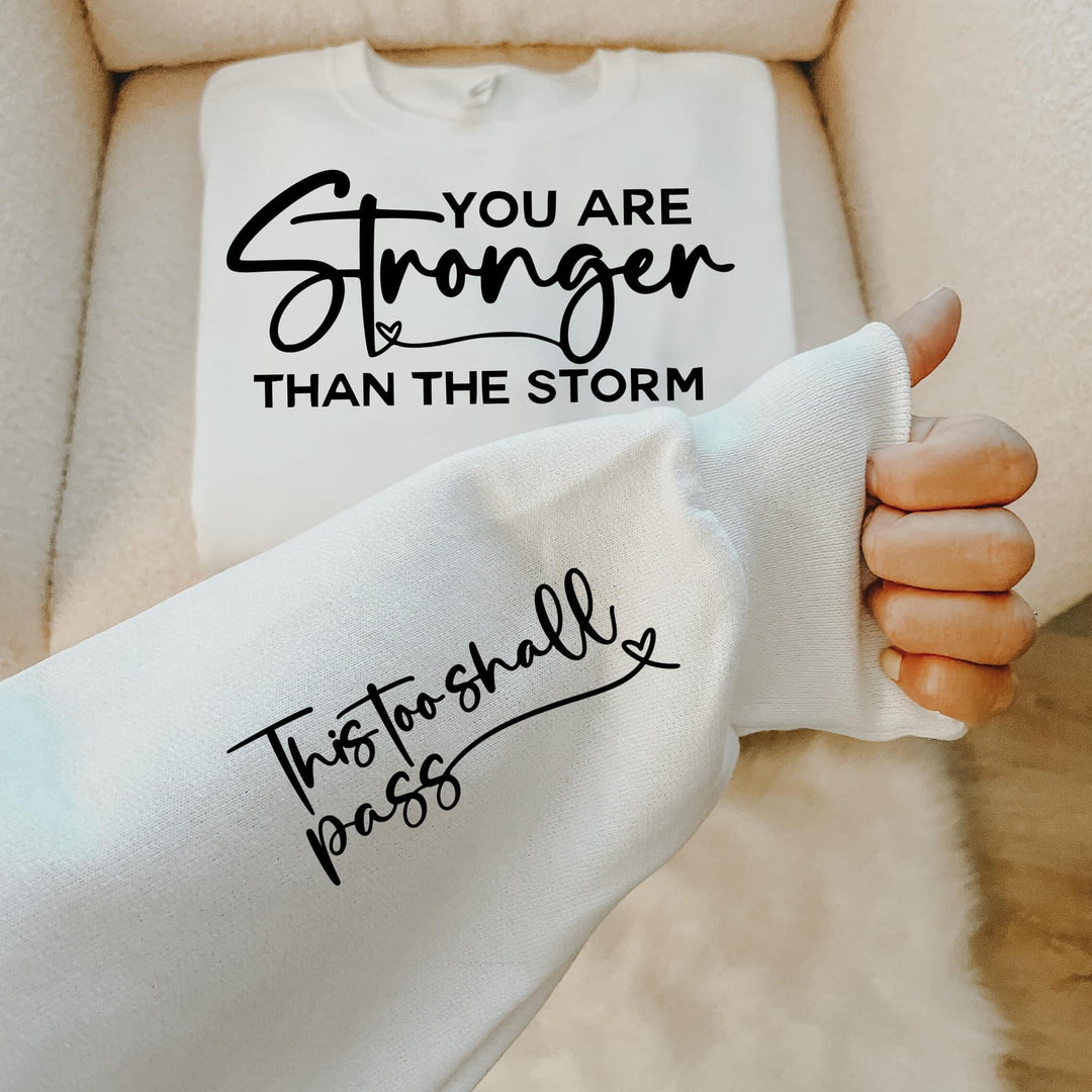 You Are Stronger Than The Storm With Sleeve Accent Sweatshirt-Sweaters/Sweatshirts-Inspired by Justeen-Women's Clothing Boutique in Chicago, Illinois