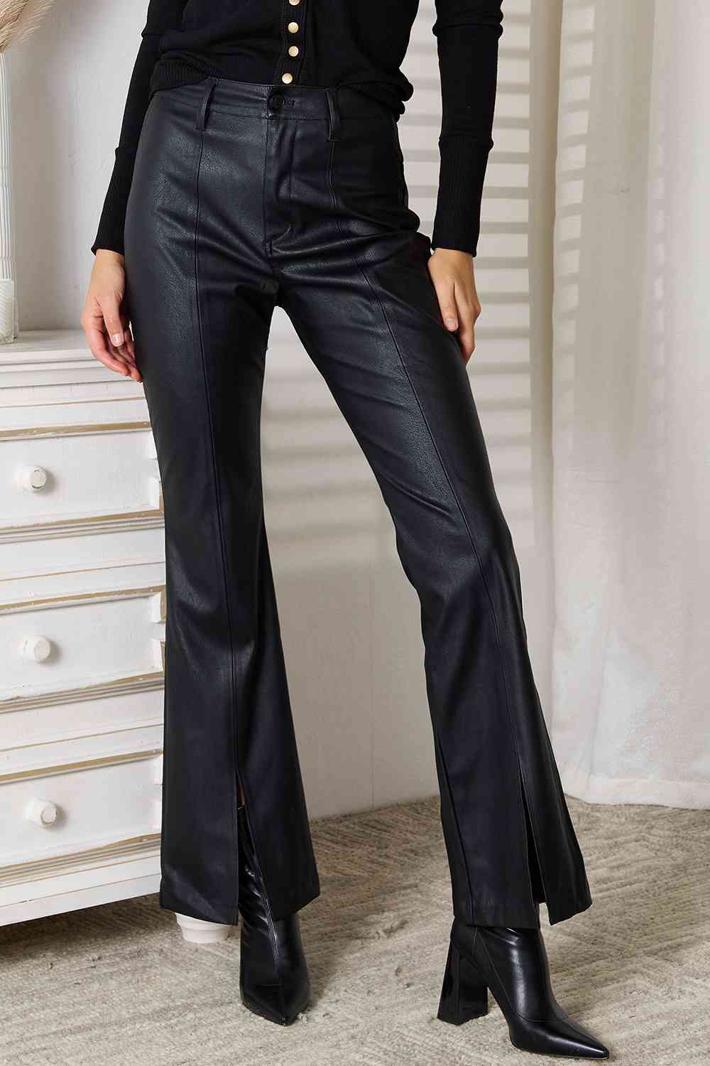 Kancan Slit Flare Leg Pants-Denim-Inspired by Justeen-Women's Clothing Boutique in Chicago, Illinois