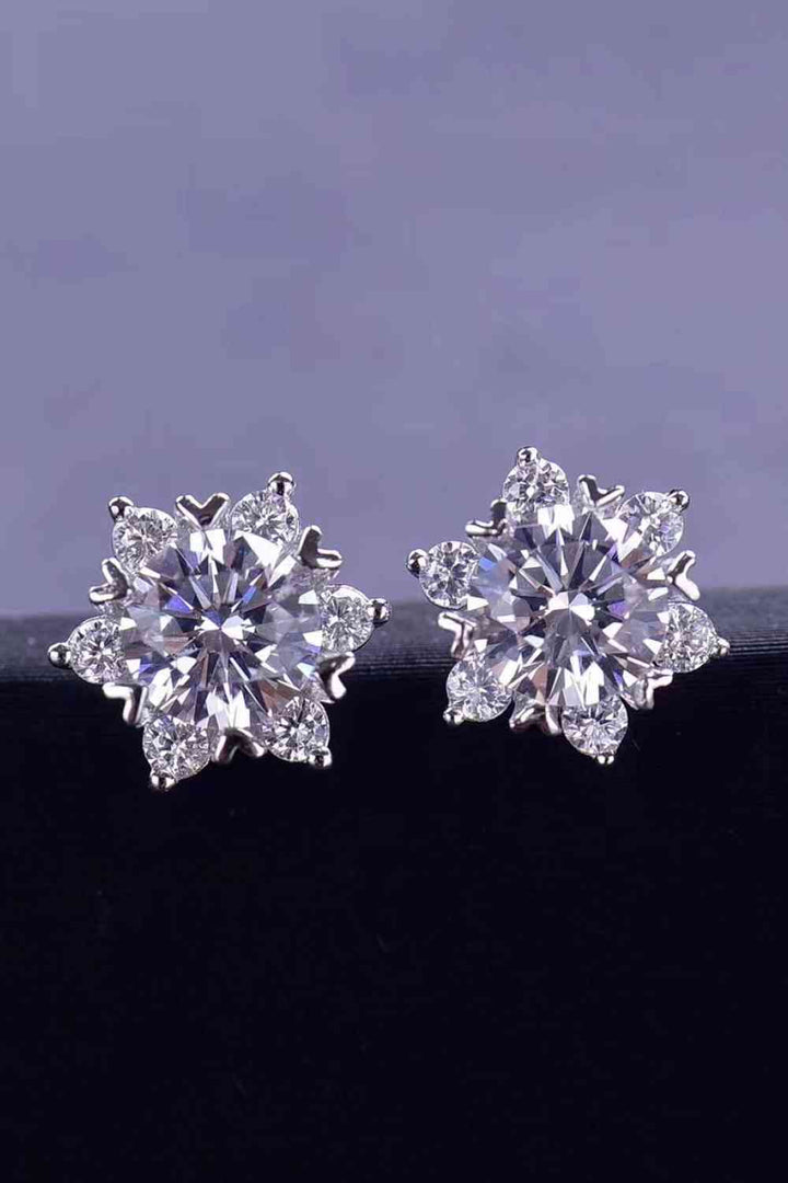 2 Carat Moissanite Floral Stud Earrings-Earrings-Inspired by Justeen-Women's Clothing Boutique in Chicago, Illinois