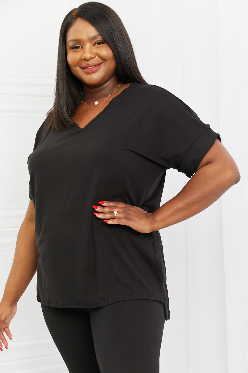Zenana Self Love Full Size Brushed DTY Microfiber Lounge Set in Black-Loungewear-Inspired by Justeen-Women's Clothing Boutique in Chicago, Illinois