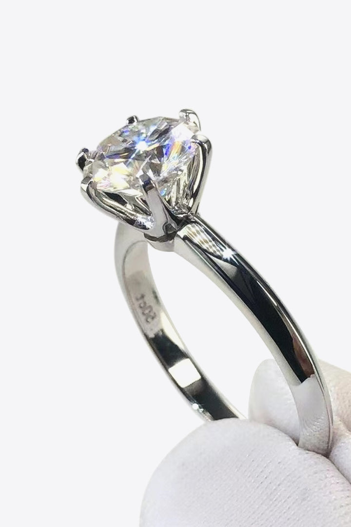 925 Sterling Silver 3 Carat Moissanite 6-Prong Ring-Rings-Inspired by Justeen-Women's Clothing Boutique in Chicago, Illinois