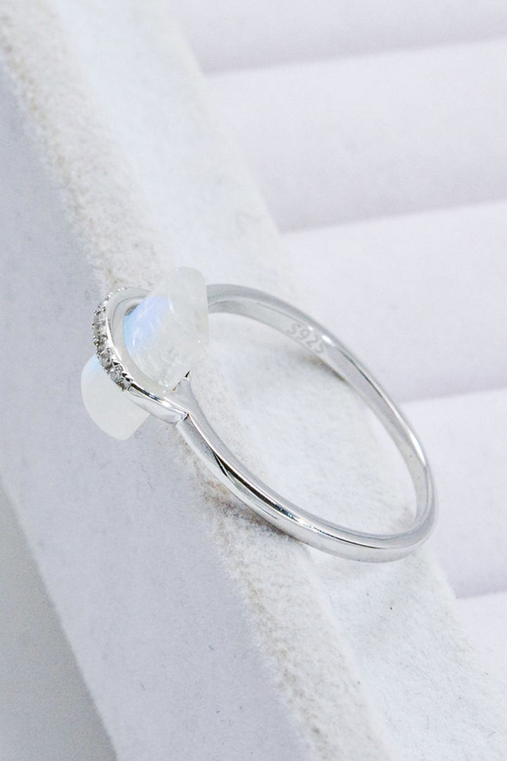 Natural Moonstone Platinum-Plated Ring-Rings-Inspired by Justeen-Women's Clothing Boutique