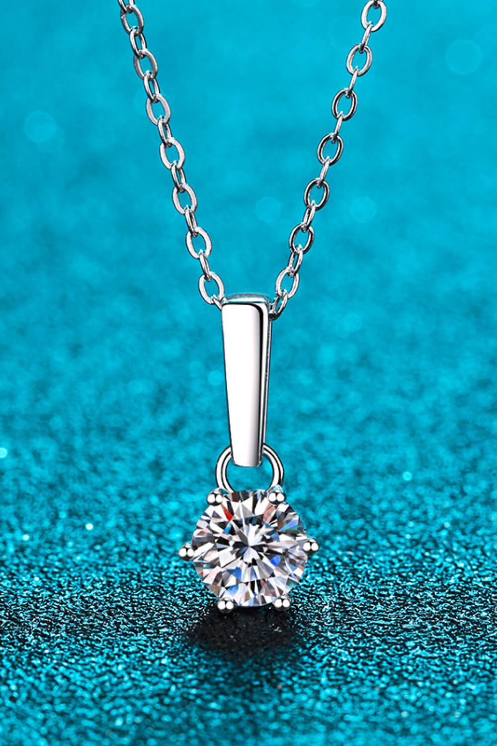 1 Carat Moissanite 925 Sterling Silver Chain-Link Necklace-Necklaces-Inspired by Justeen-Women's Clothing Boutique in Chicago, Illinois