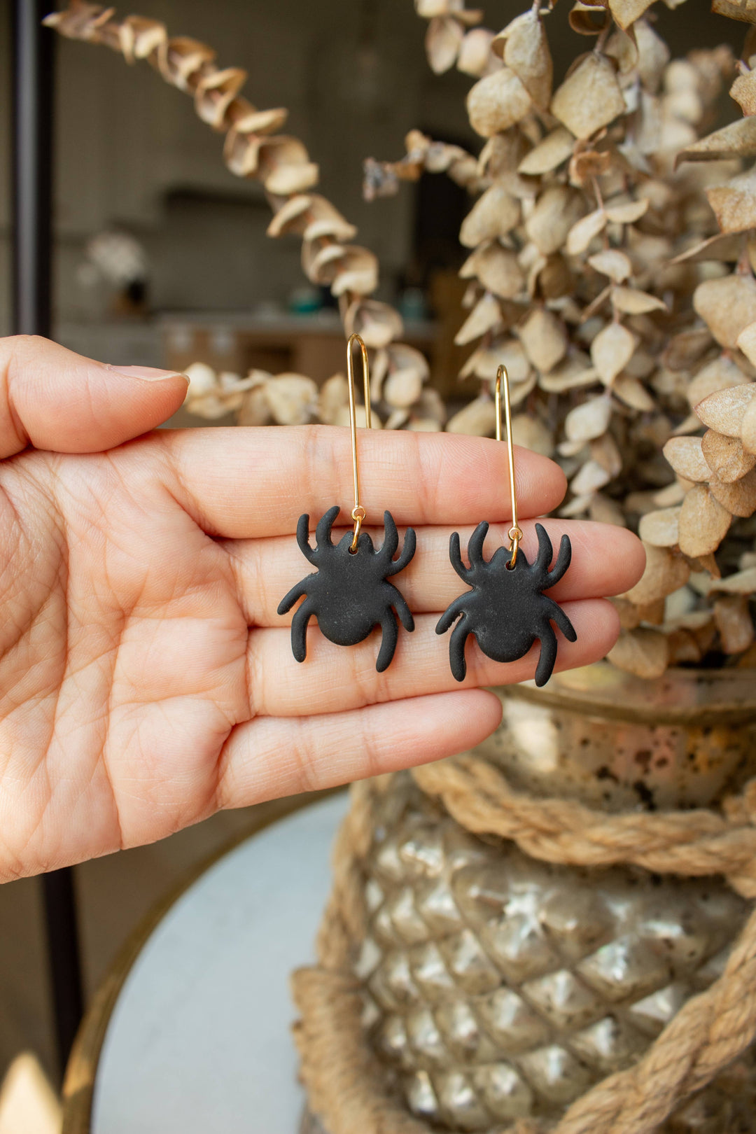 Spider Clay Dangle Earrings-Earrings-Inspired by Justeen-Women's Clothing Boutique in Chicago, Illinois