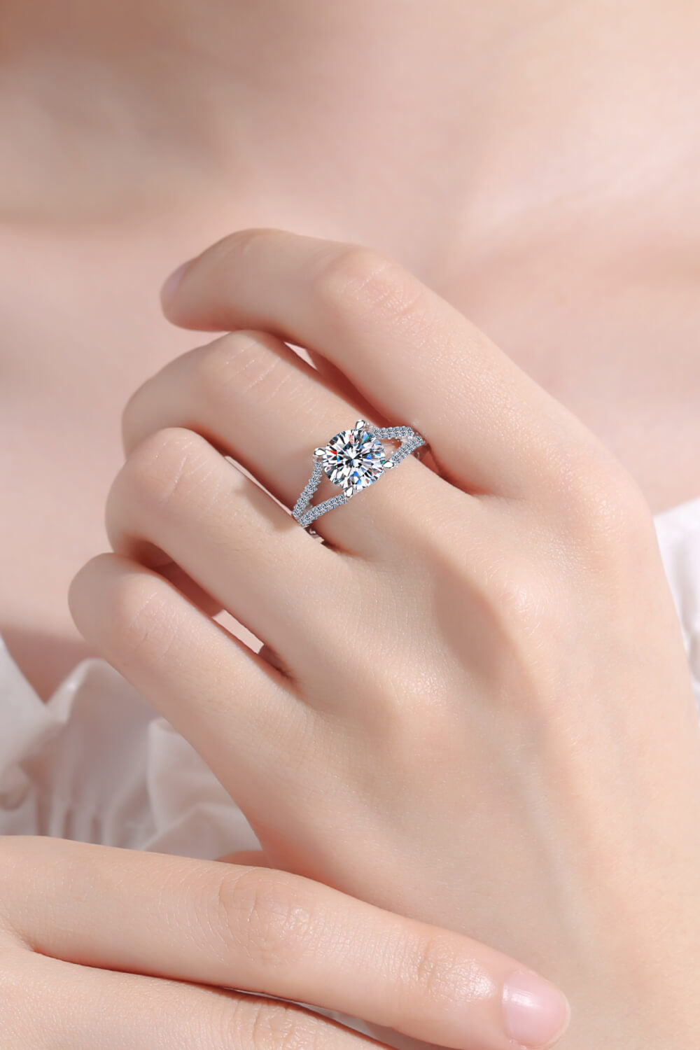 Stylish Moissanite Sterling Silver Ring-Rings-Inspired by Justeen-Women's Clothing Boutique in Chicago, Illinois