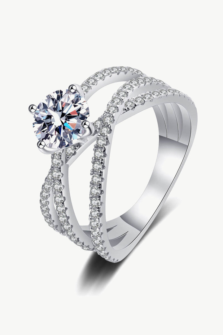1 Carat Moissanite Crisscross Ring-Rings-Inspired by Justeen-Women's Clothing Boutique in Chicago, Illinois