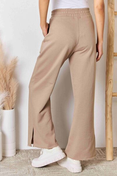 RISEN Wide Waistband Slit Wide Leg Pants-Pants-Inspired by Justeen-Women's Clothing Boutique